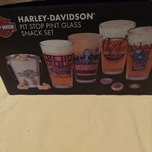 Harley Davidson Pit Stop Pint Glass Snack Set, NIB